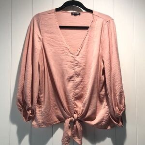 Express dusty pink matte satin like fabric v neck semi balloon 3/4 sleeve L